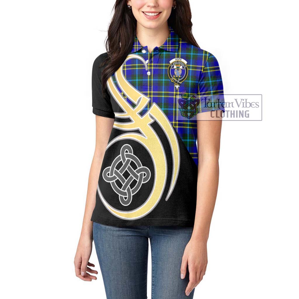 Hope Tartan Women's Polo Shirt with Family Crest and Celtic Symbol Style Women - Tartan Vibes Clothing