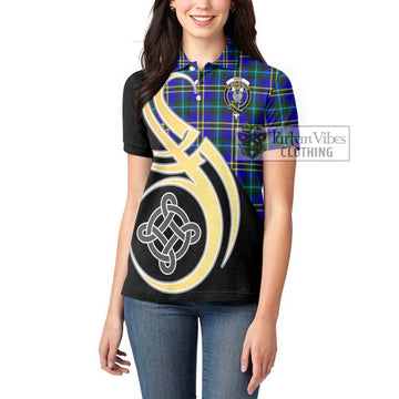 Hope Tartan Women's Polo Shirt with Family Crest and Celtic Symbol Style