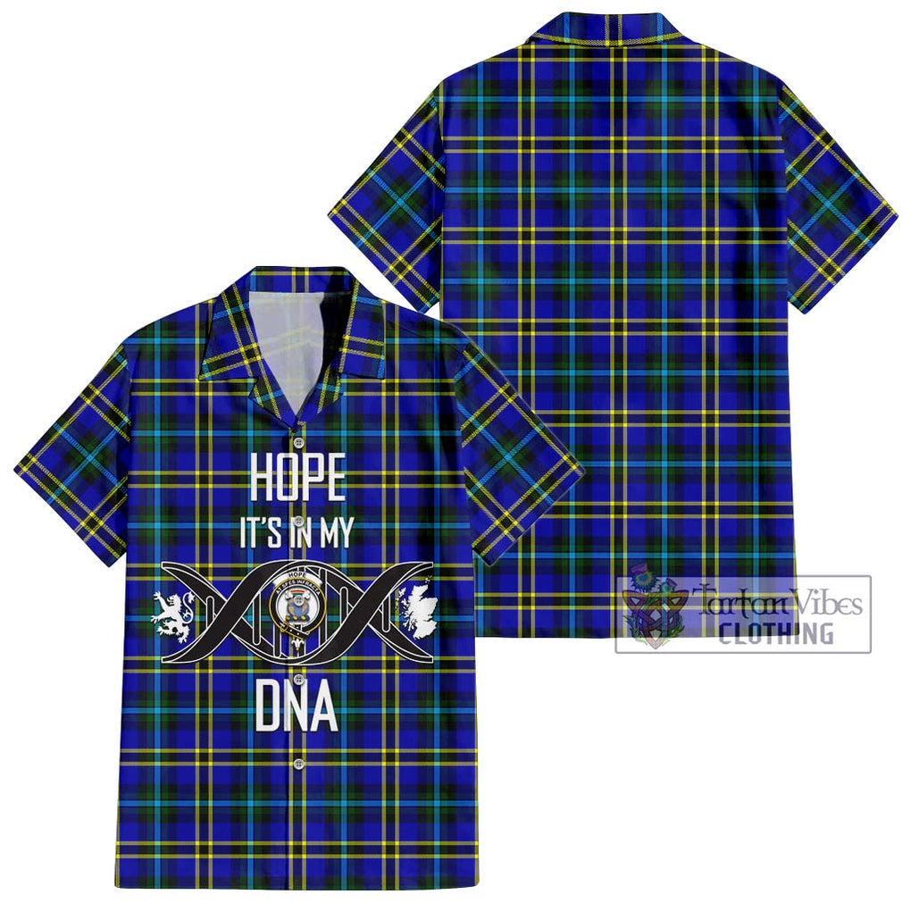 Hope Tartan Short Sleeve Button Shirt with Family Crest DNA In Me Style Kid - Tartanvibesclothing Shop