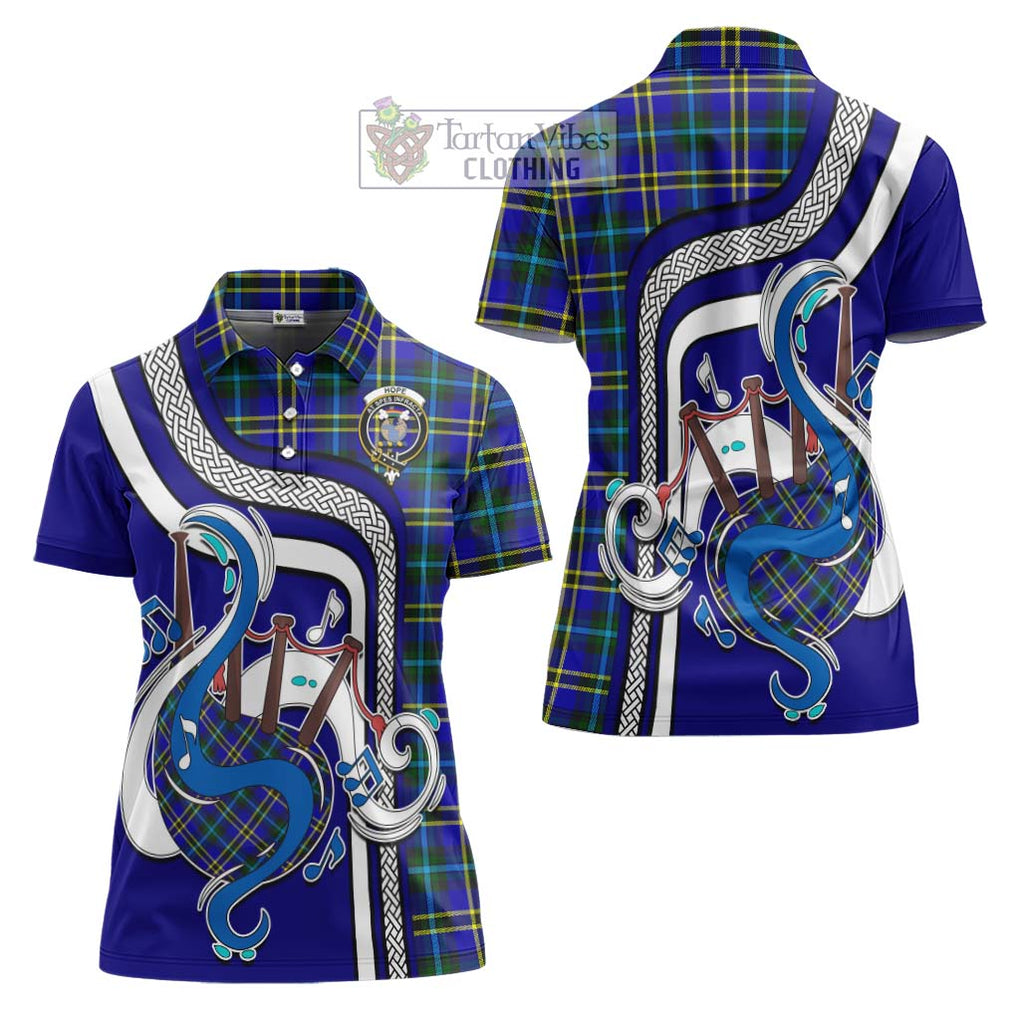 Hope Tartan Women's Polo Shirt with Epic Bagpipe Style Women - Tartanvibesclothing Shop