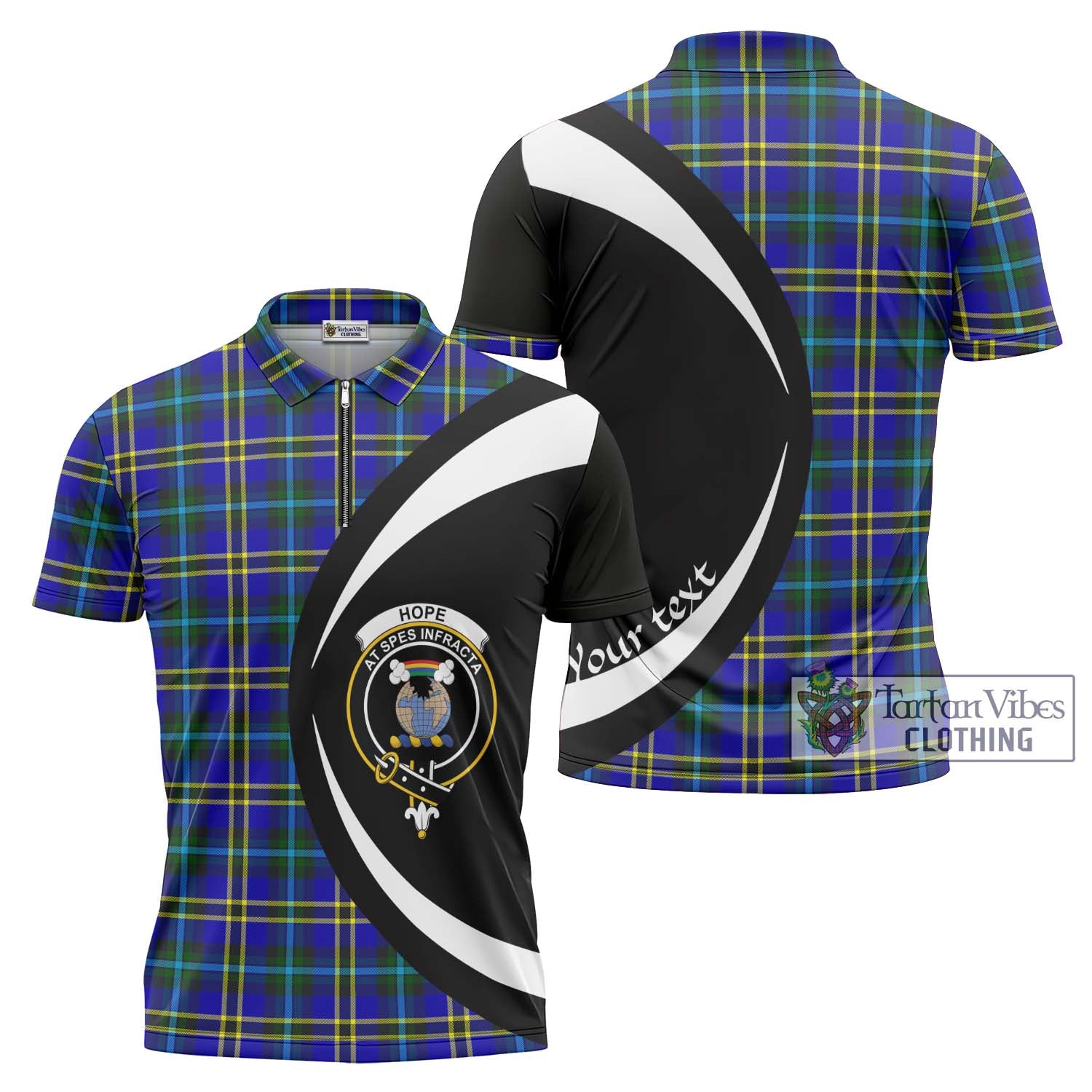 Tartan Vibes Clothing Hope Modern Tartan Zipper Polo Shirt with Family Crest Circle Style