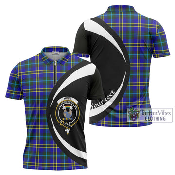 Hope Tartan Zipper Polo Shirt with Family Crest Circle Style