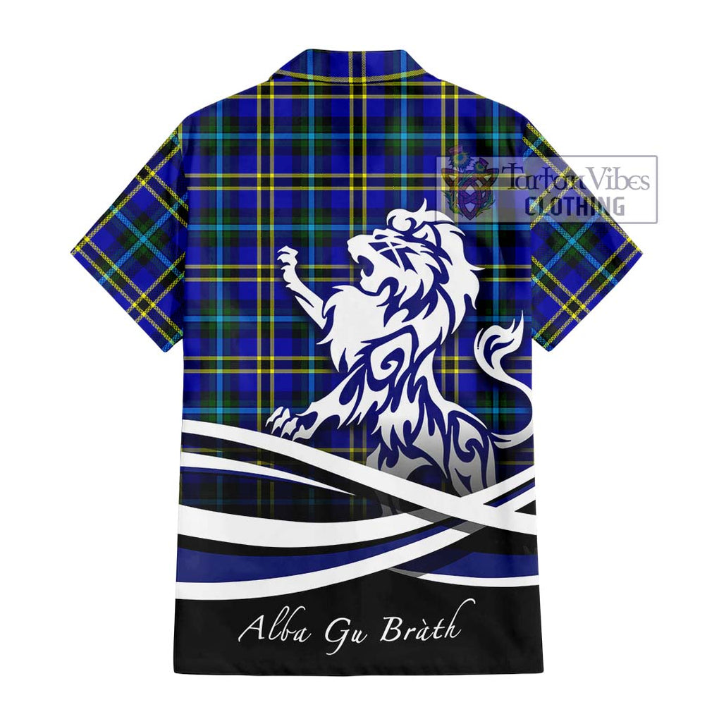 Hope Tartan Short Sleeve Button Shirt with Alba Gu Brath Regal Lion Emblem - Tartanvibesclothing Shop