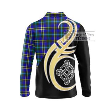 Hope Tartan Long Sleeve Polo Shirt with Family Crest and Celtic Symbol Style