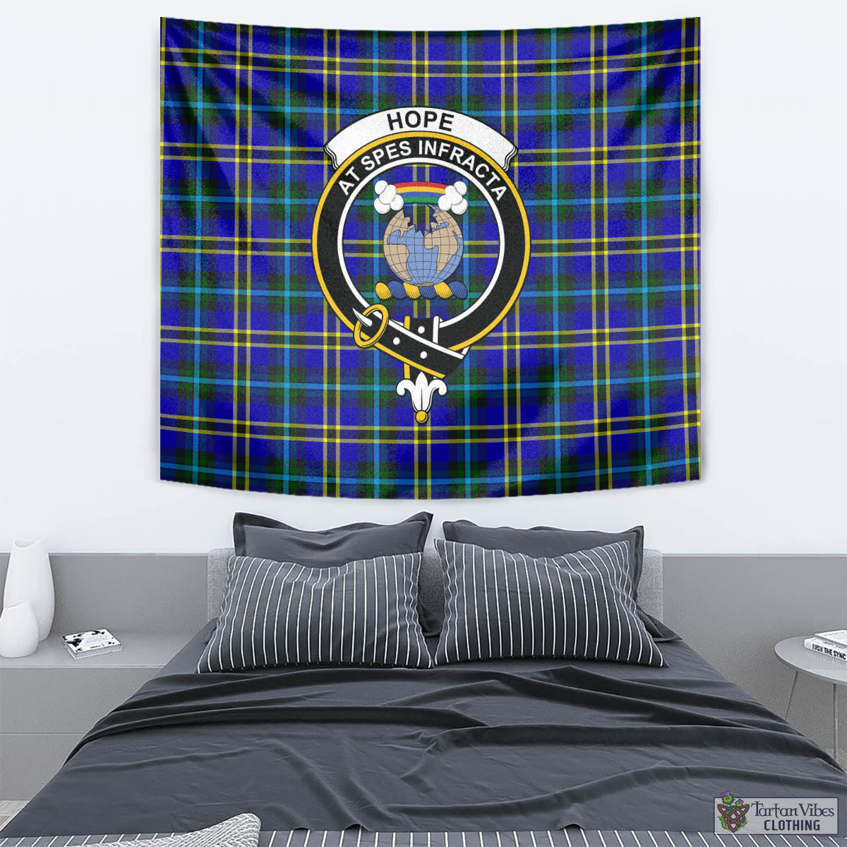 Tartan Vibes Clothing Hope Modern Tartan Tapestry Wall Hanging and Home Decor for Room with Family Crest