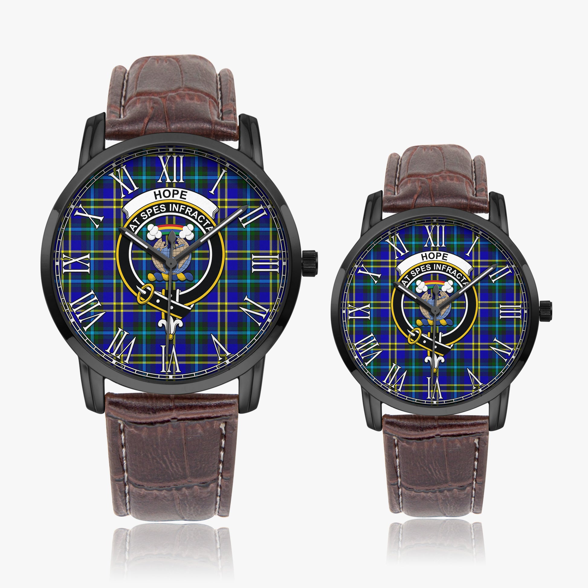 Hope Modern Tartan Family Crest Leather Strap Quartz Watch - Tartanvibesclothing