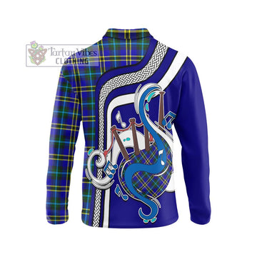 Hope Tartan Long Sleeve Polo Shirt with Epic Bagpipe Style