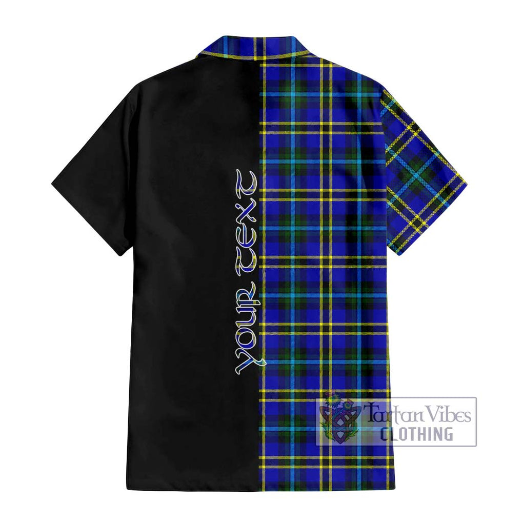 Hope Tartan Short Sleeve Button Shirt with Family Crest and Half Of Me Style - Tartanvibesclothing Shop