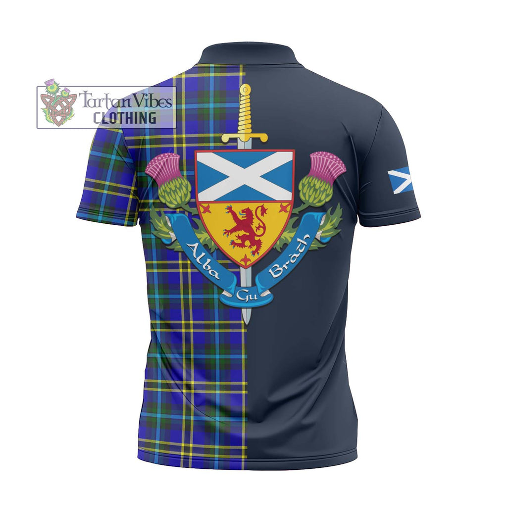 Tartan Vibes Clothing Hope Modern Tartan Zipper Polo Shirt with Scottish Lion Royal Arm Half Style