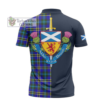 Hope Tartan Zipper Polo Shirt Alba with Scottish Lion Royal Arm Half Style