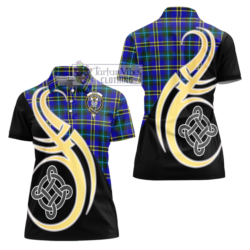 Hope Tartan Women's Polo Shirt with Family Crest and Celtic Symbol Style - Tartan Vibes Clothing