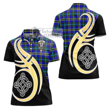 Hope Tartan Women's Polo Shirt with Family Crest and Celtic Symbol Style