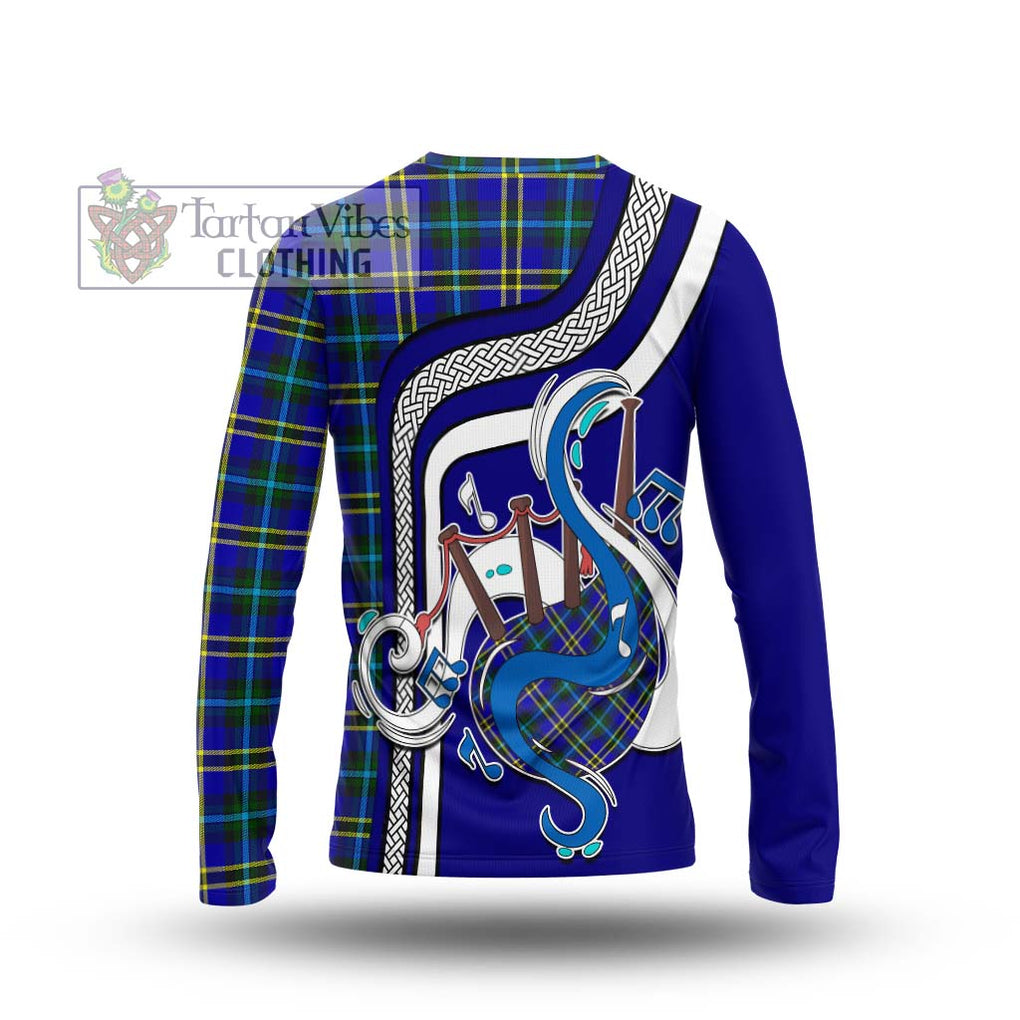 Tartan Vibes Clothing Hope Modern Tartan Long Sleeve T-Shirt with Epic Bagpipe Style