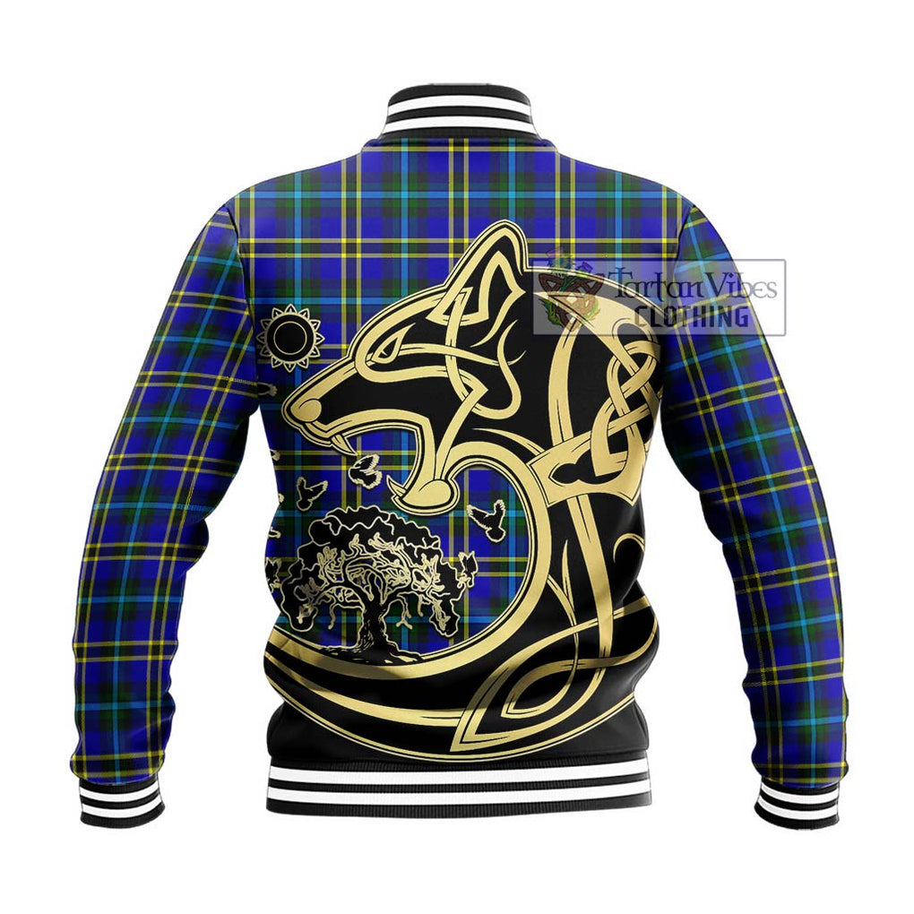 Hope Tartan Baseball Jacket with Family Crest Celtic Wolf Style - Tartan Vibes Clothing