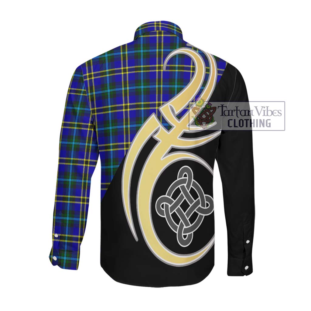 Hope Tartan Long Sleeve Button Shirt with Family Crest and Celtic Symbol Style Men's Shirt - Tartan Vibes Clothing