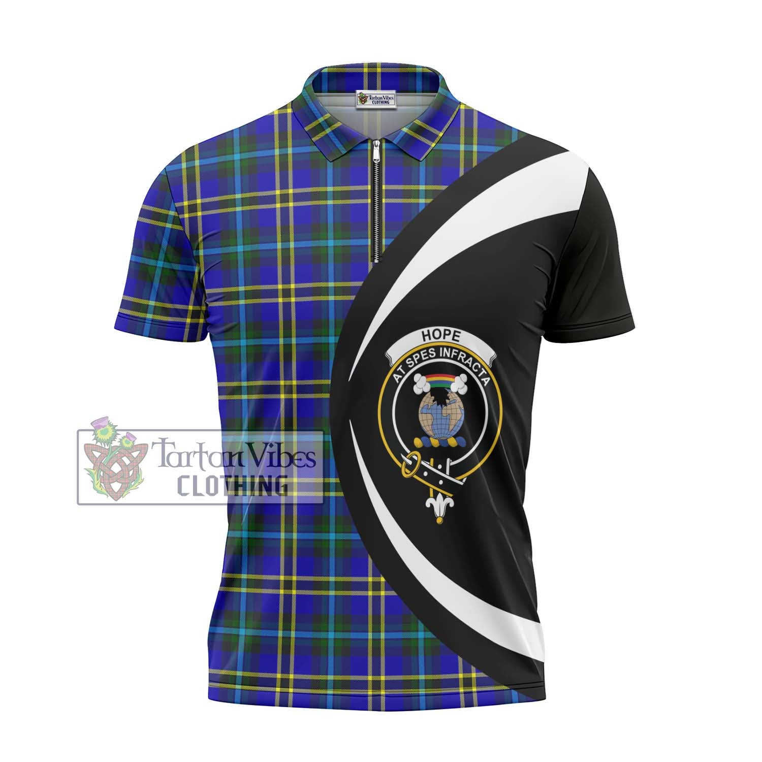 Tartan Vibes Clothing Hope Modern Tartan Zipper Polo Shirt with Family Crest Circle Style