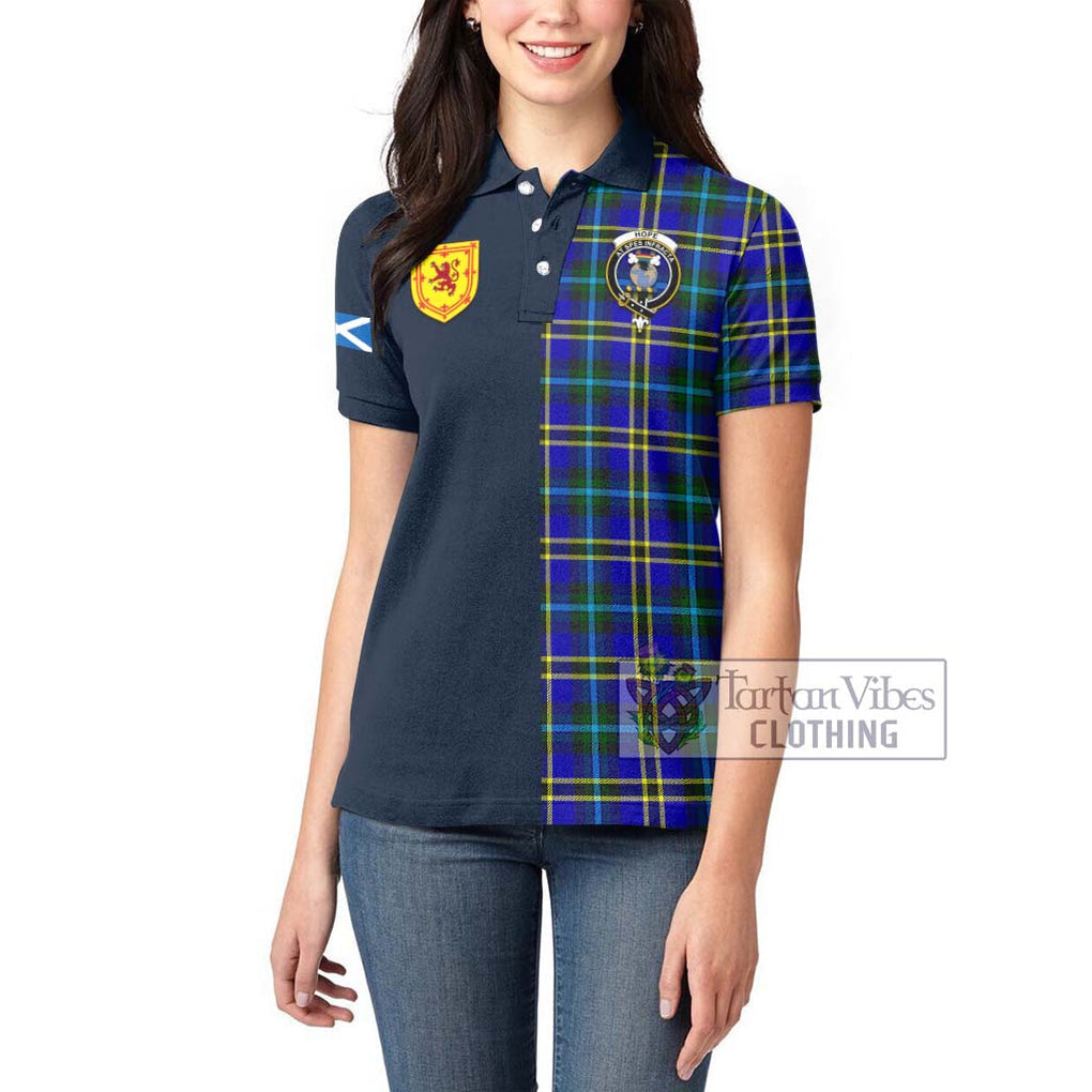 Tartan Vibes Clothing Hope Modern Tartan Women's Polo Shirt with Scottish Lion Royal Arm Half Style