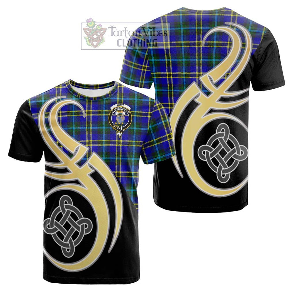 Tartan Vibes Clothing Hope Modern Tartan Cotton T-shirt with Family Crest and Celtic Symbol Style