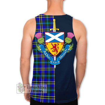 Hope Tartan Men's Tank Top Alba with Scottish Lion Royal Arm Half Style - Tartan Vibes Clothing
