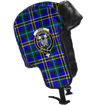 Hope Tartan Winter Trapper Hat with Family Crest