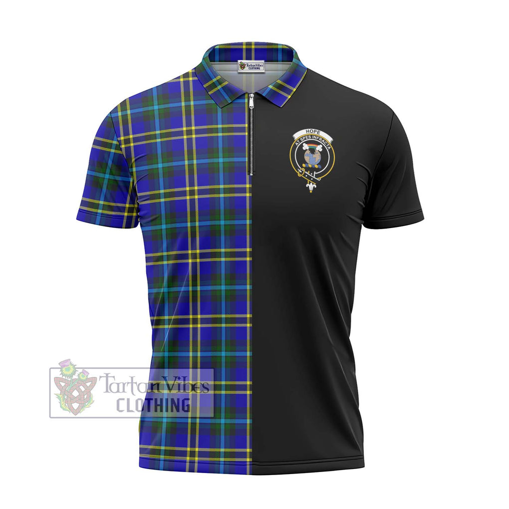 Hope Tartan Zipper Polo Shirt with Family Crest and Half Of Me Style - Tartanvibesclothing Shop