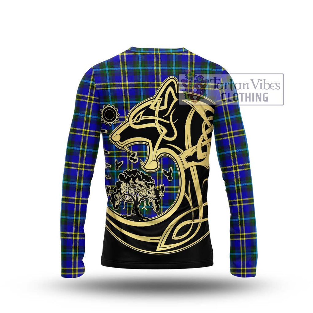 Hope Tartan Long Sleeve T-Shirt with Family Crest Celtic Wolf Style - Tartan Vibes Clothing