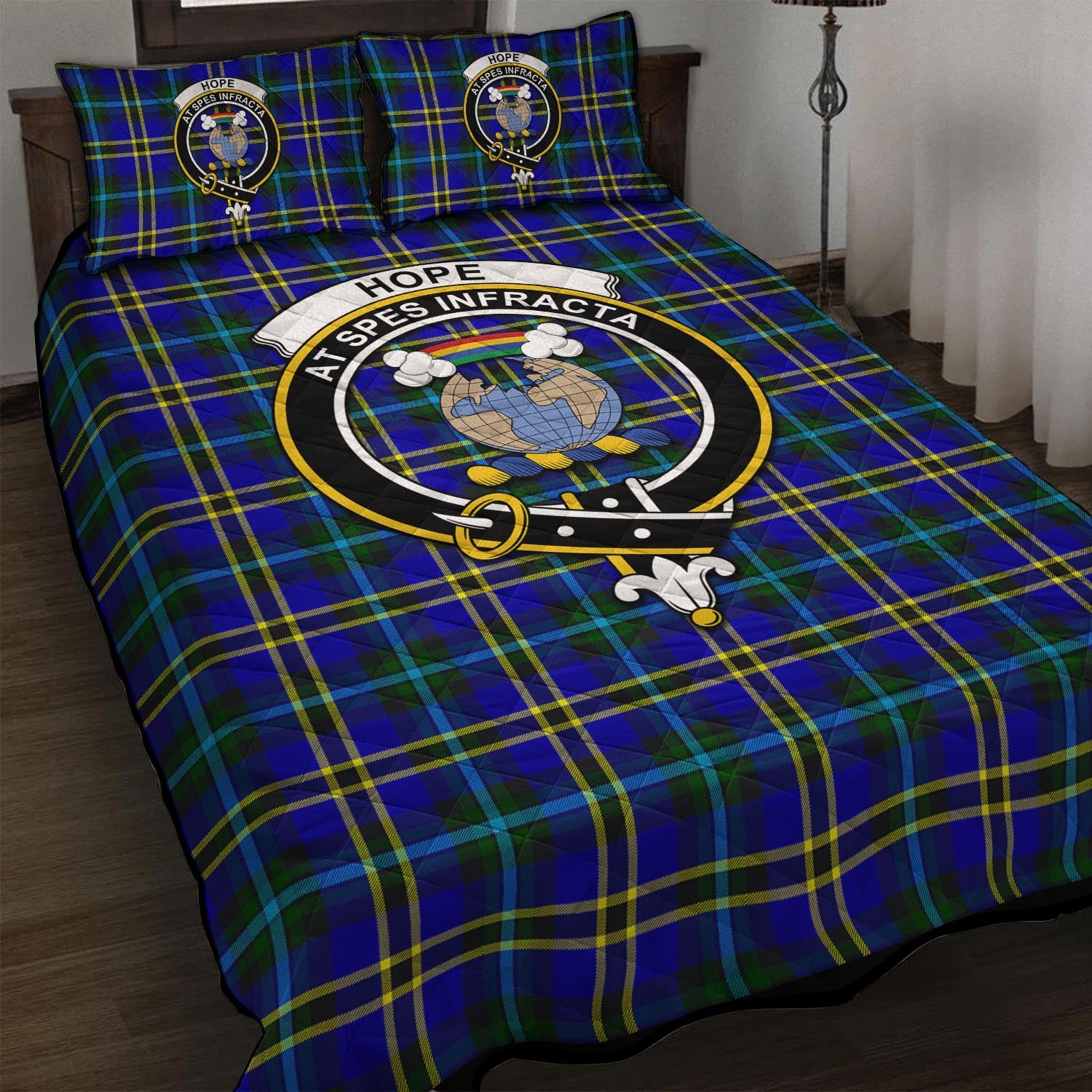 Hope Tartan Quilt Bed Set with Family Crest - Tartan Vibes Clothing