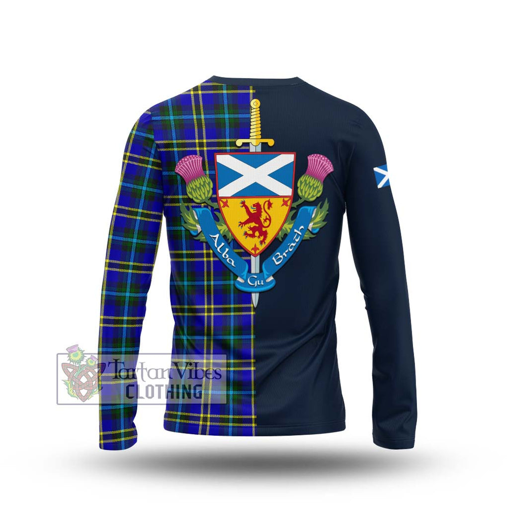 Tartan Vibes Clothing Hope Modern Tartan Long Sleeve T-Shirt with Scottish Lion Royal Arm Half Style