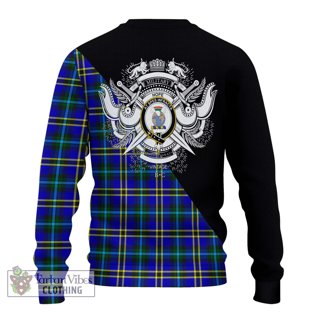 Hope Tartan Knitted Sweater with Family Crest and Military Logo Style - Tartanvibesclothing Shop