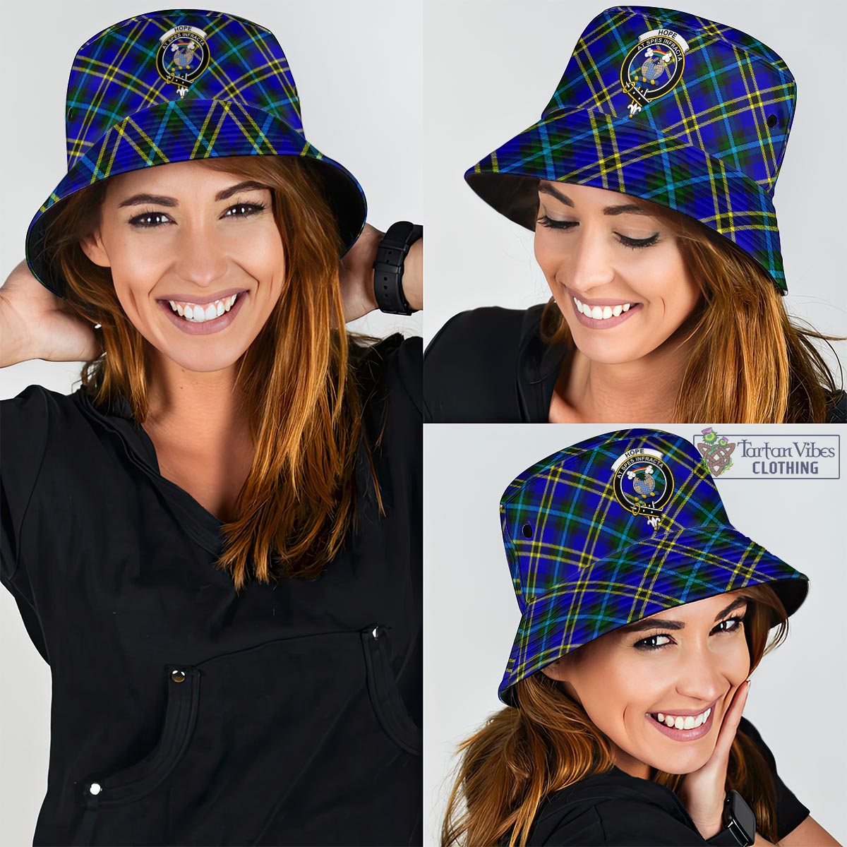 Tartan Vibes Clothing Hope Modern Tartan Bucket Hat with Family Crest