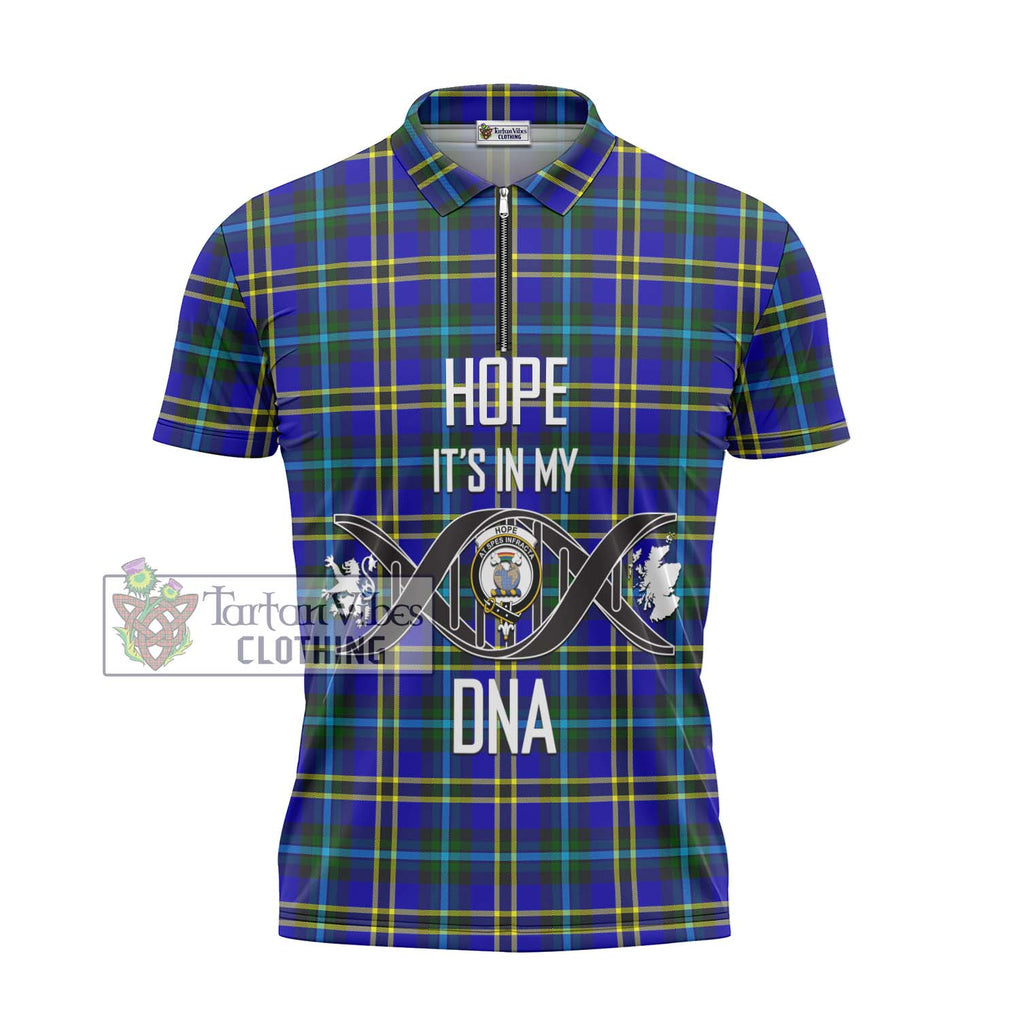 Hope Tartan Zipper Polo Shirt with Family Crest DNA In Me Style - Tartanvibesclothing Shop