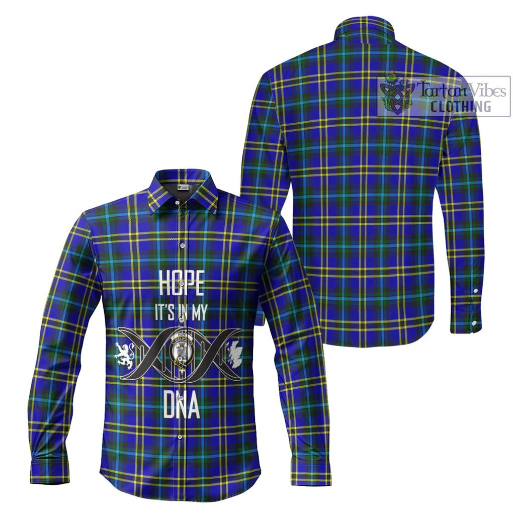 Hope Tartan Long Sleeve Button Shirt with Family Crest DNA In Me Style Men's Shirt - Tartanvibesclothing Shop