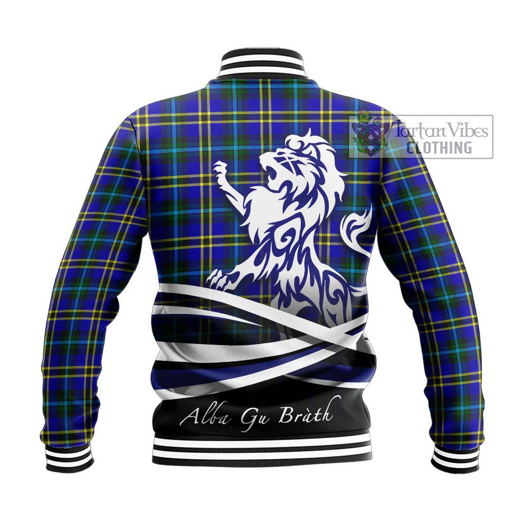 Hope Tartan Baseball Jacket with Alba Gu Brath Regal Lion Emblem - Tartanvibesclothing Shop