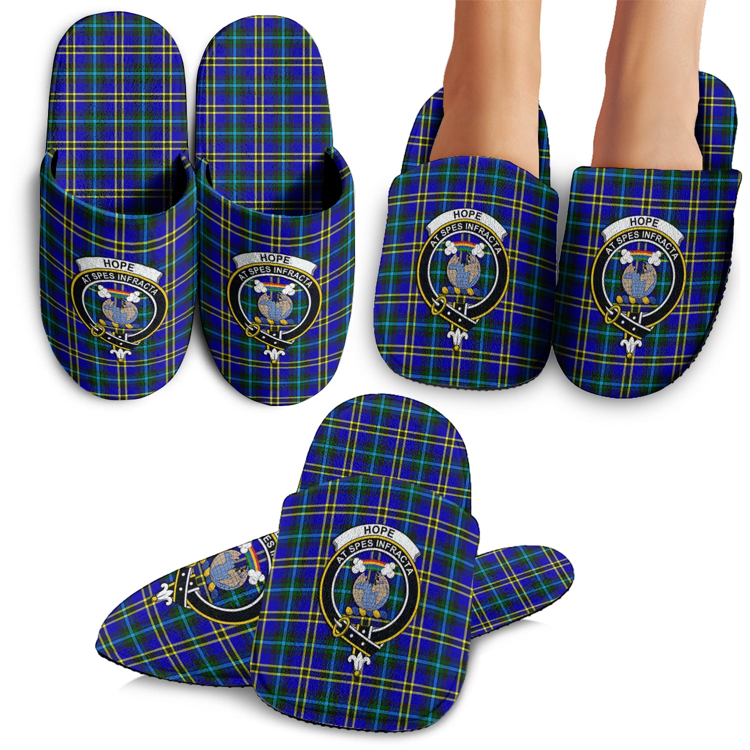 Hope Modern Tartan Home Slippers with Family Crest - Tartanvibesclothing