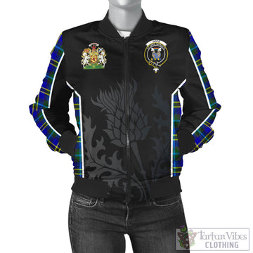 Hope Tartan Bomber Jacket with Family Crest and Scottish Thistle Vibes Sport Style