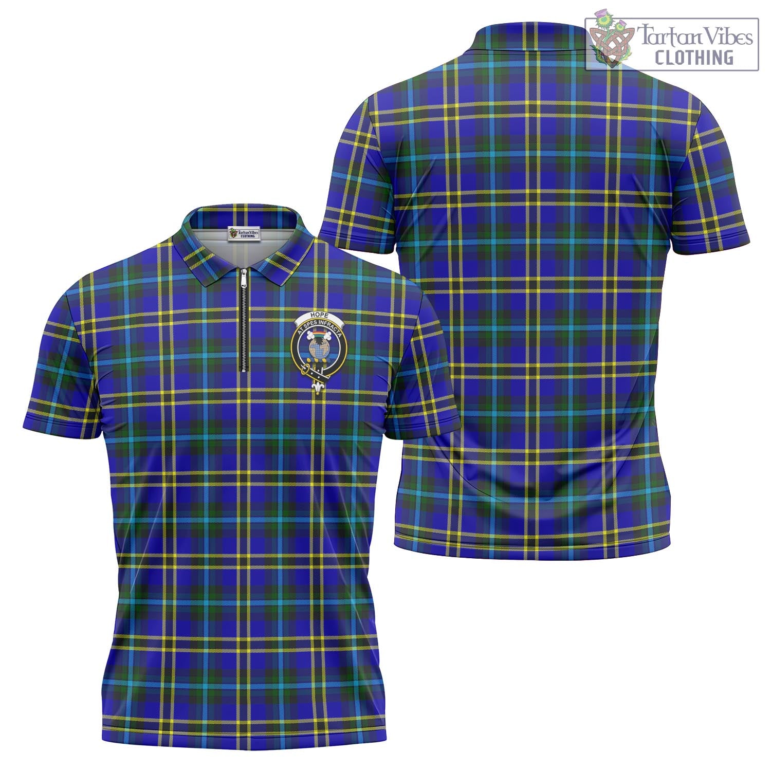 Tartan Vibes Clothing Hope Modern Tartan Zipper Polo Shirt with Family Crest