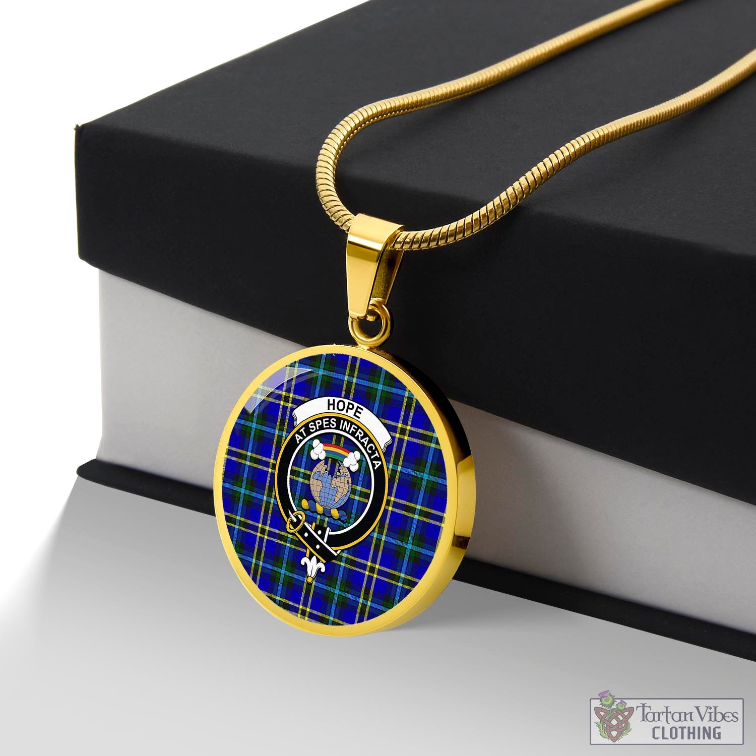 Tartan Vibes Clothing Hope Modern Tartan Circle Necklace with Family Crest