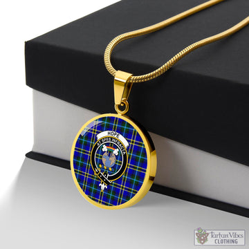 Hope Tartan Circle Necklace with Family Crest