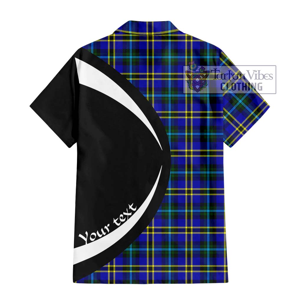 Hope Tartan Short Sleeve Button Up with Family Crest Circle Style - Tartan Vibes Clothing