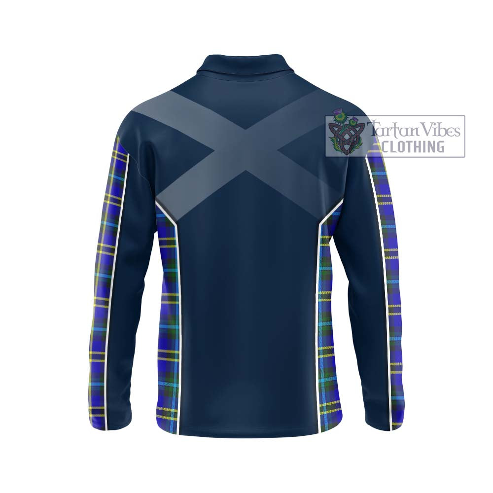 Hope Tartan Long Sleeve Polo Shirt with Family Crest and Lion Rampant Vibes Sport Style - Tartan Vibes Clothing