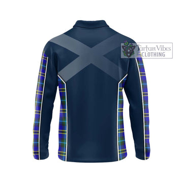 Hope Tartan Long Sleeve Polo Shirt with Family Crest and Lion Rampant Vibes Sport Style