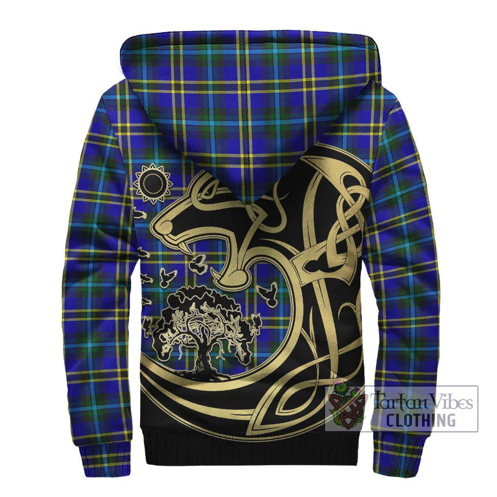 Hope Tartan Sherpa Hoodie with Family Crest Celtic Wolf Style - Tartan Vibes Clothing