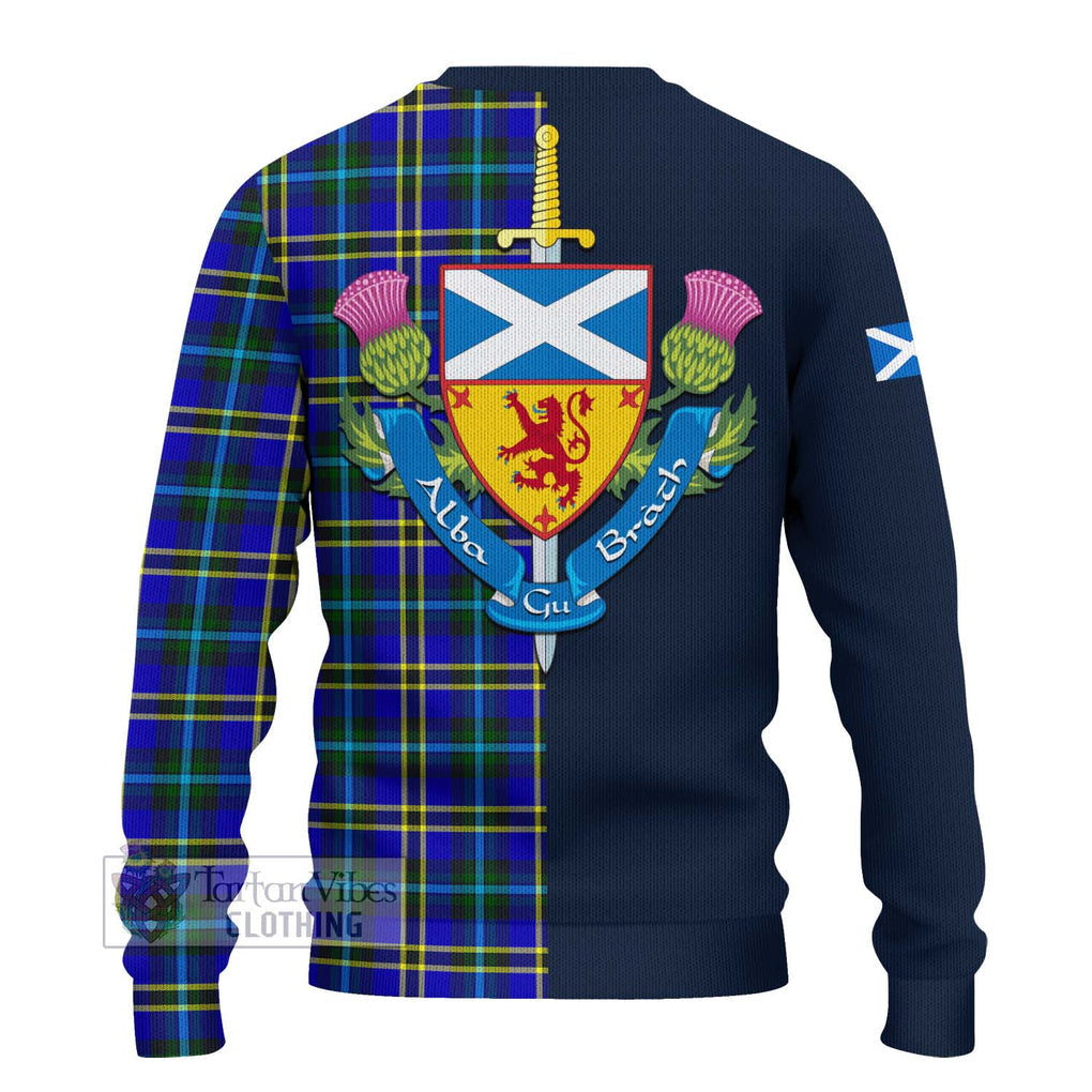 Tartan Vibes Clothing Hope Modern Tartan Knitted Sweater with Scottish Lion Royal Arm Half Style