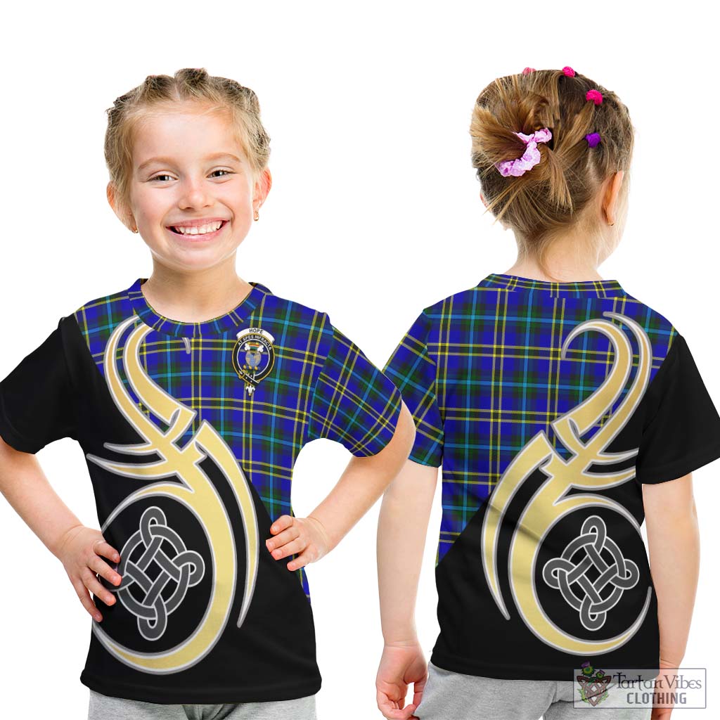 Hope Tartan Kid T-Shirt with Family Crest and Celtic Symbol Style - Tartan Vibes Clothing