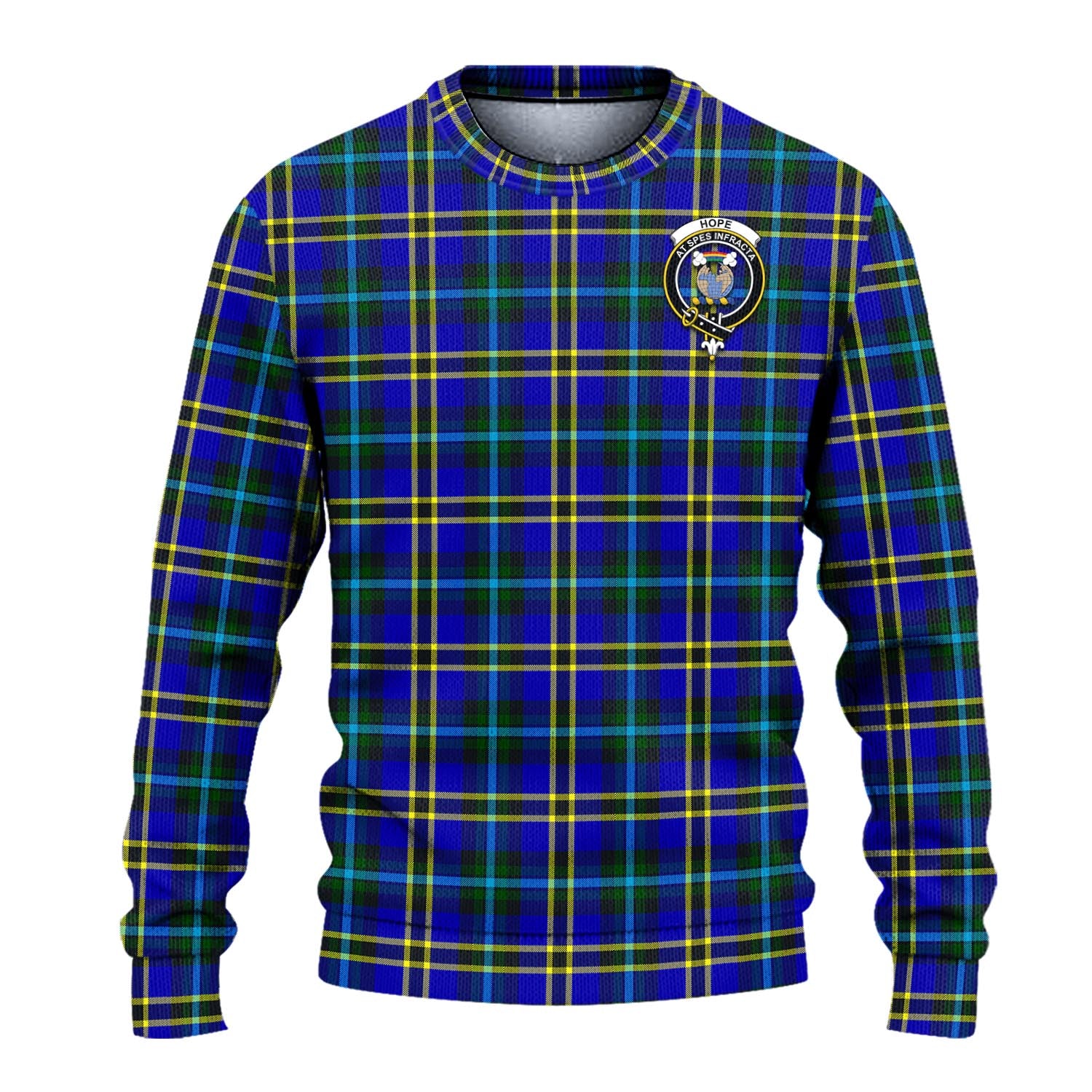 Hope Modern Tartan Knitted Sweater with Family Crest - Tartanvibesclothing