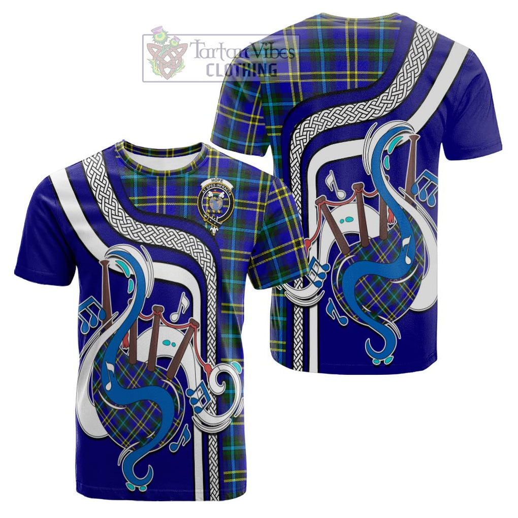 Tartan Vibes Clothing Hope Modern Tartan Cotton T-shirt with Epic Bagpipe Style