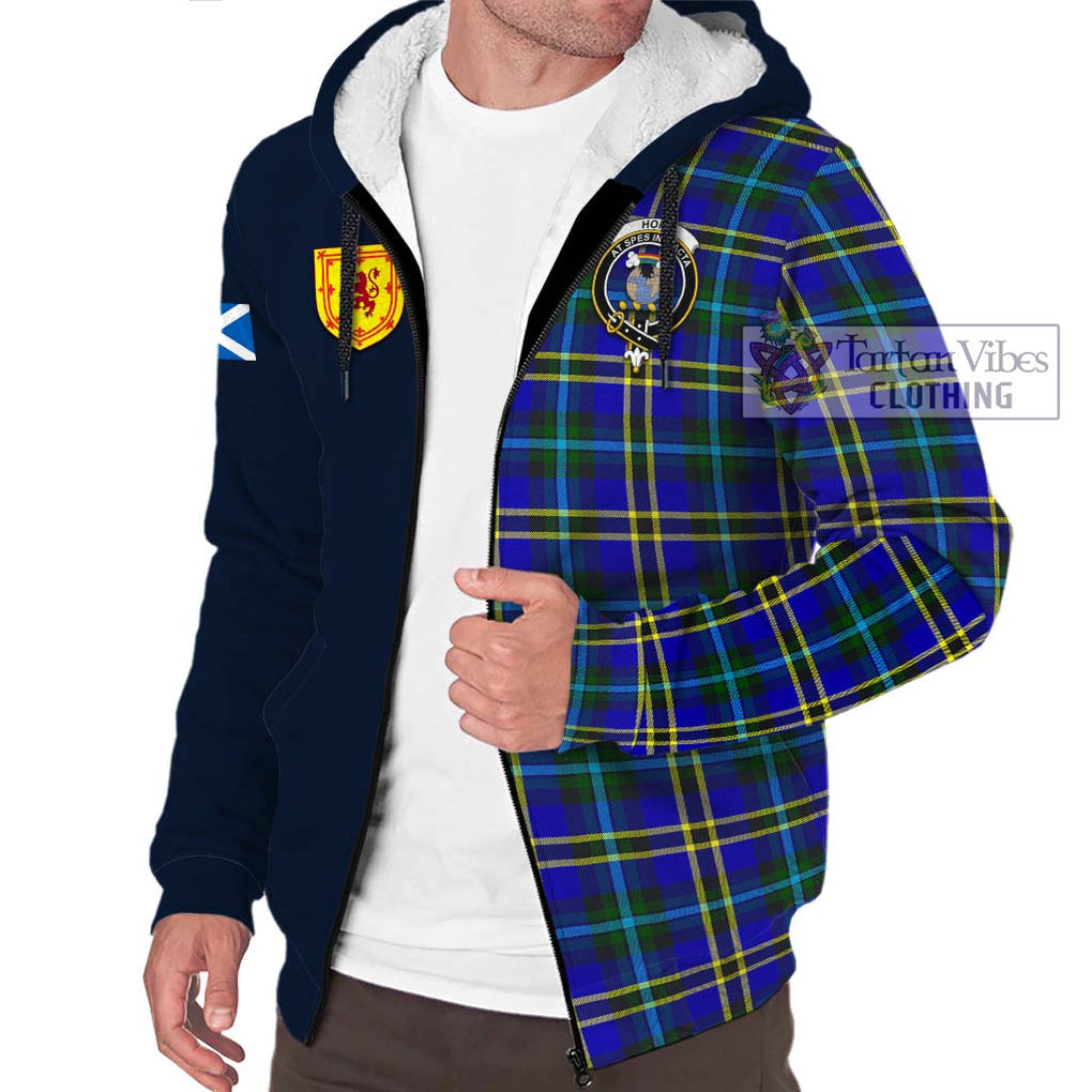 Tartan Vibes Clothing Hope Modern Tartan Sherpa Hoodie with Scottish Lion Royal Arm Half Style