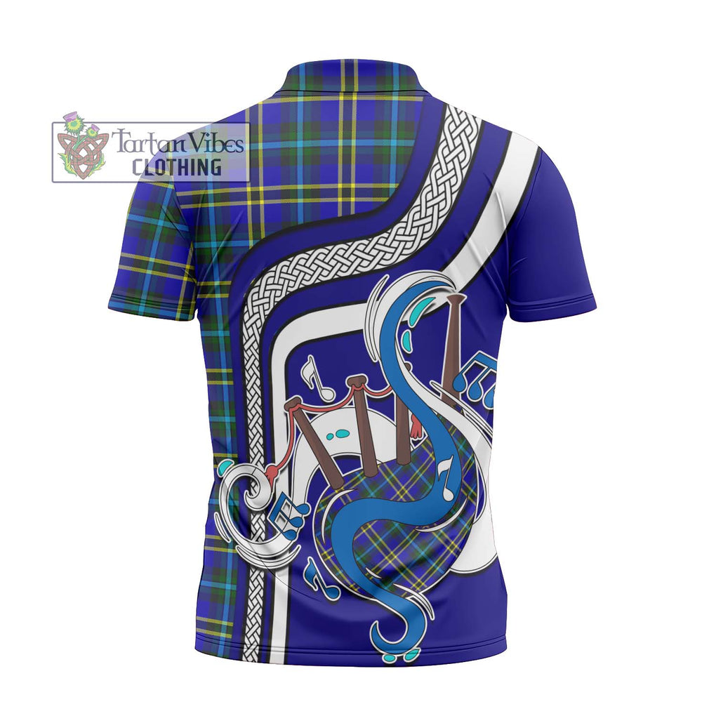 Hope Tartan Zipper Polo Shirt with Epic Bagpipe Style - Tartanvibesclothing Shop