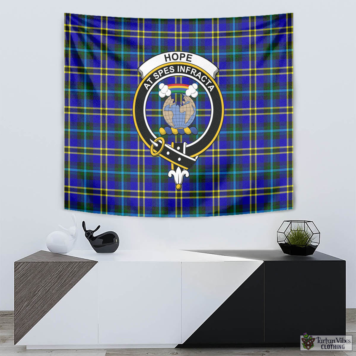 Tartan Vibes Clothing Hope Modern Tartan Tapestry Wall Hanging and Home Decor for Room with Family Crest