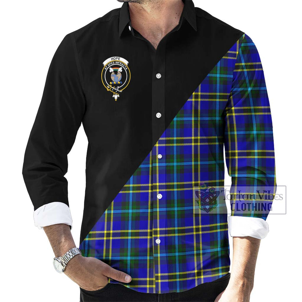 Hope Tartan Long Sleeve Button Shirt with Family Crest and Military Logo Style - Tartanvibesclothing Shop